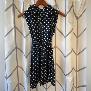 J. Crew Navy and White Polka Dot Mini Dress